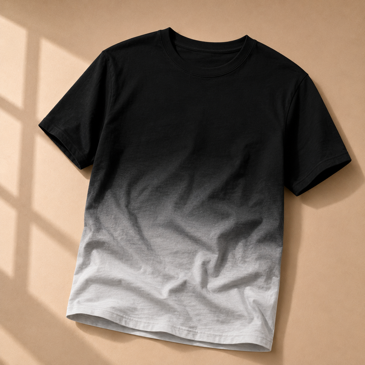 Fashionable Men's Breathable Round Neck T-shirt Gradient Print Durable Stitching Pattern Sports and Leisure Quick Drying Casual
