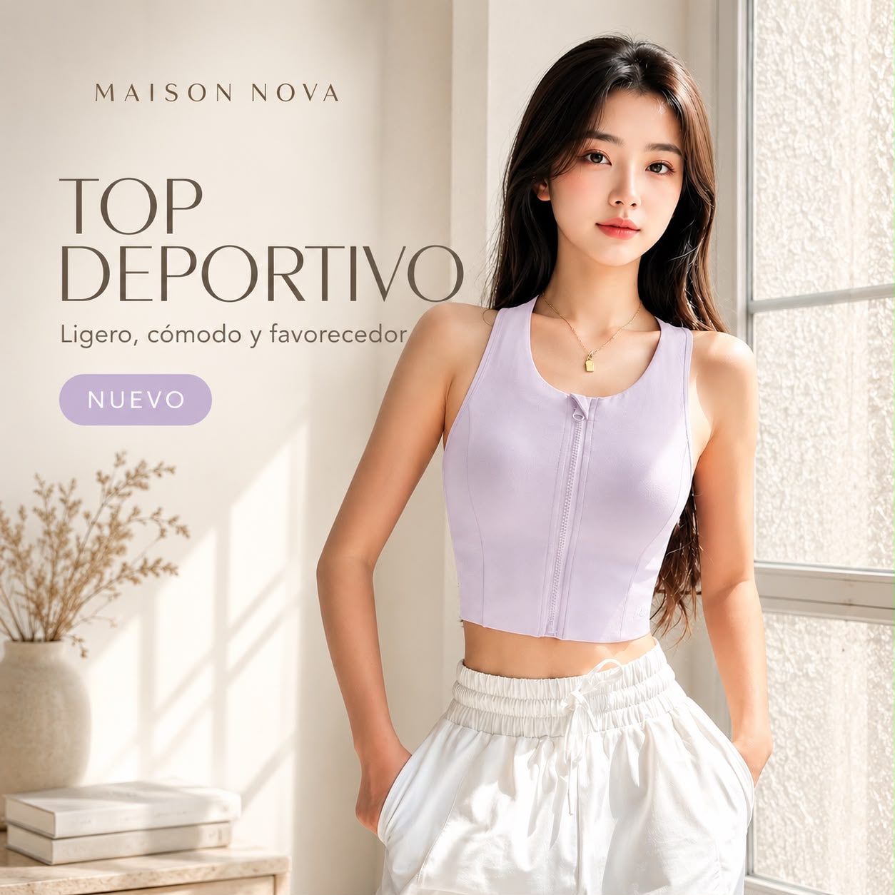 Top Deportivo Maison Nova con Cierre Frontal | Comodidad, Estilo y Ajuste Favorecedor.
